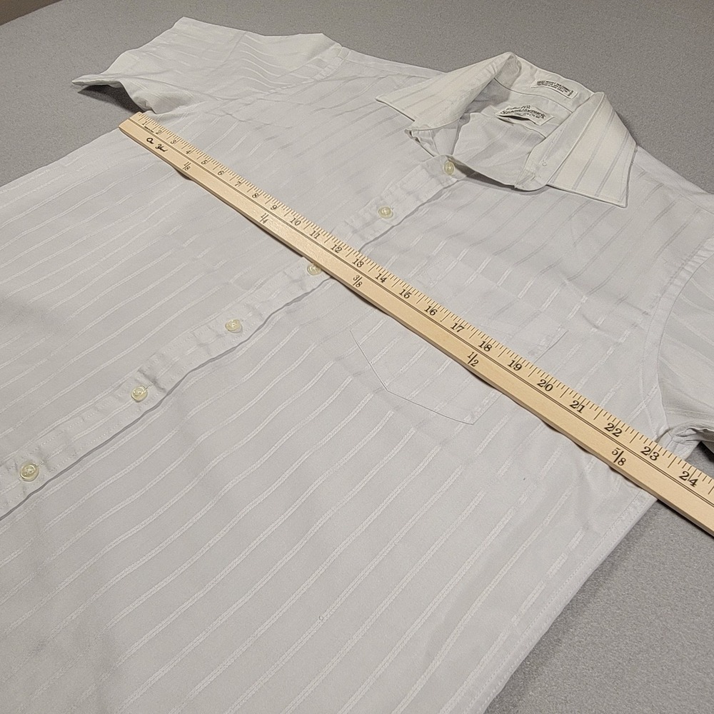 VTG Sears Roebuck & Co.‎ Mens Shirt Short Sleeve White Striped Button Up Large - Picture 7 of 9